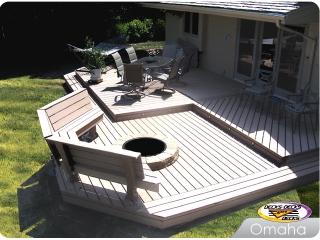 Composite deck with firepit