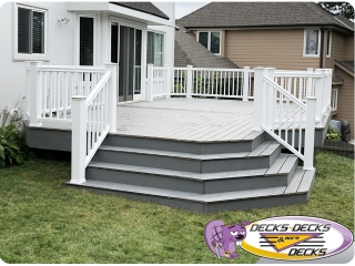 White Railing and grey decking omaha