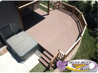 Deck over retaining wall and spa area