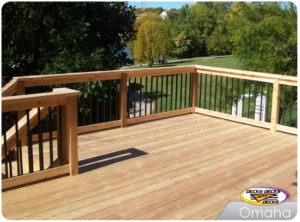 A second story cedar deck