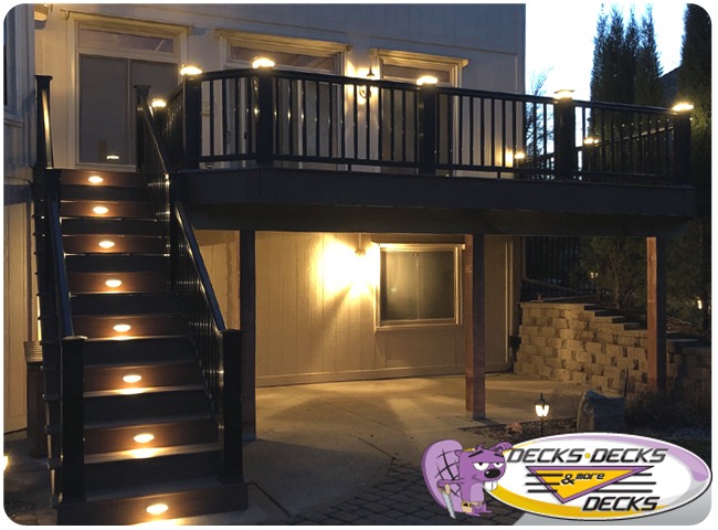Deck lighting and accessory installation by local deck contractor.