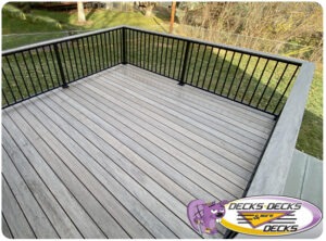 Composite deck with modern low-maintenance design.