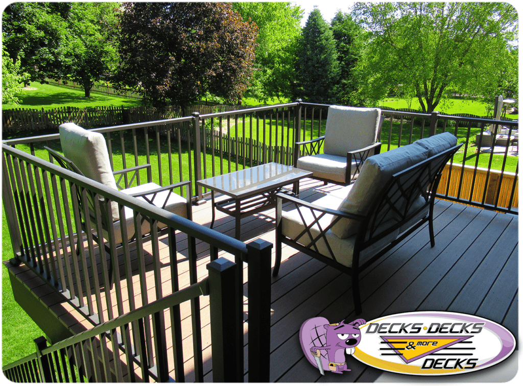 Omaha composite deck styled with outdoor furniture and low-maintenance materials