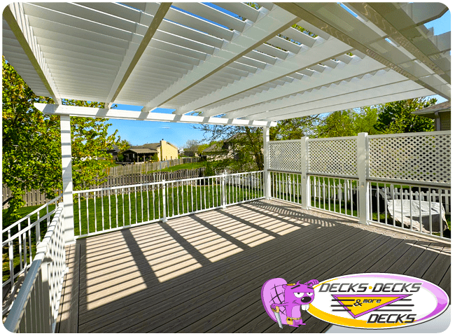 Custom deck built by professional deck installer with stylish railings