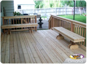 omaha cedar custom deck with benches