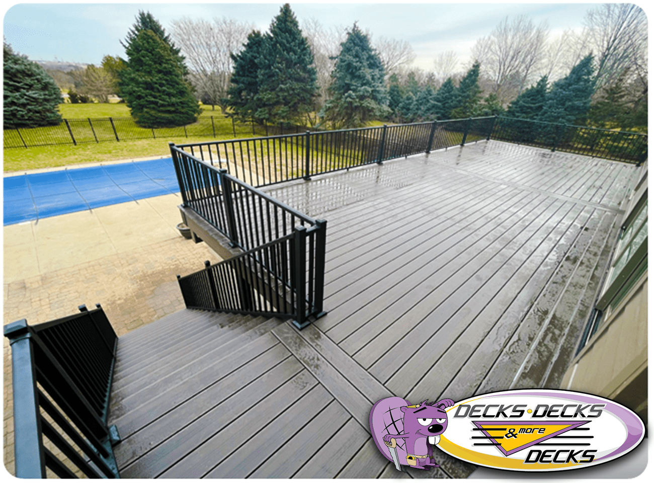 Spacious backyard deck perfect for outdoor seating and dining
