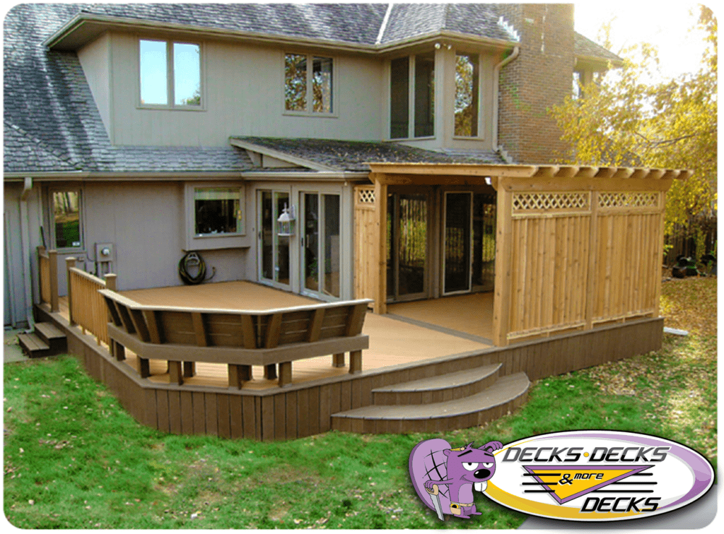 Custom deck with pergola built by professional contractor