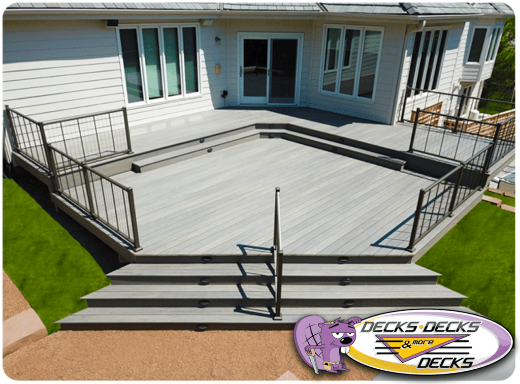 Backyard deck built by experienced deck contractor with strong, weather-resistant materials