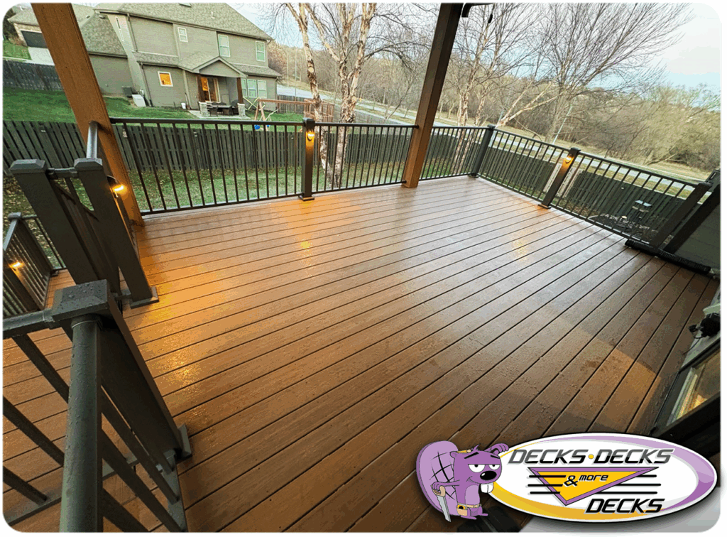 Low-maintenance backyard composite deck built with durable materials.