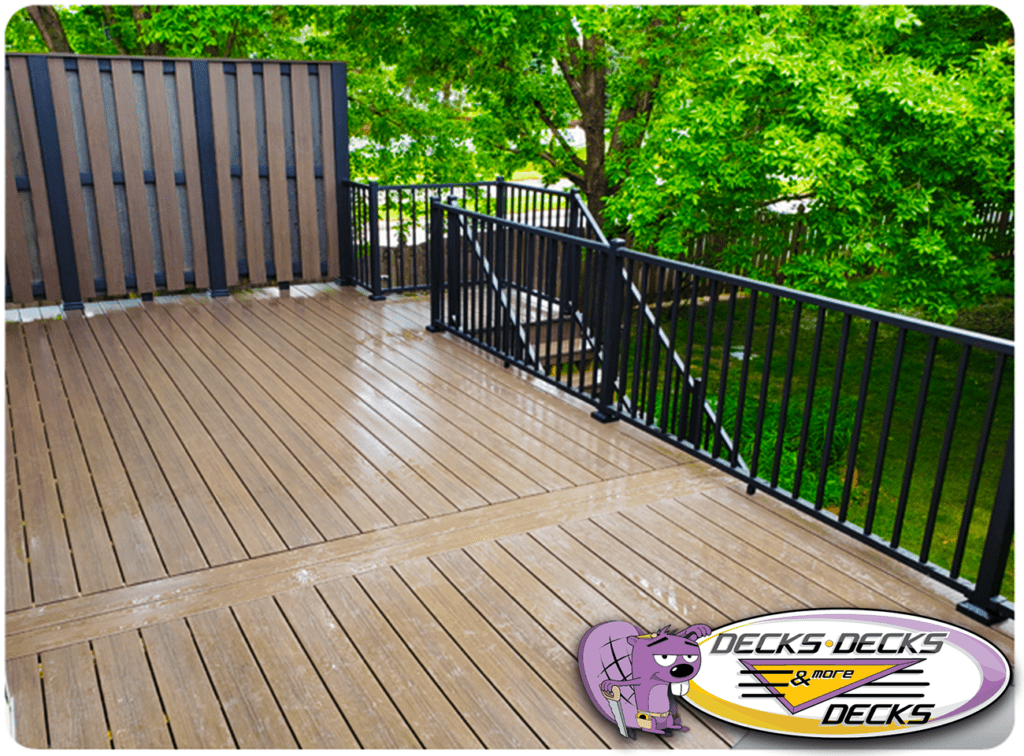 Modern deck design with clean lines built by expert deck contractor