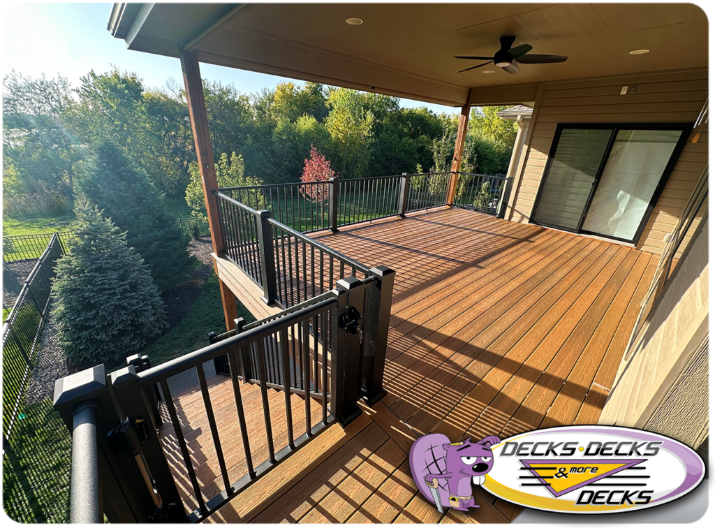 Newly built custom deck with expert installation and sturdy railings